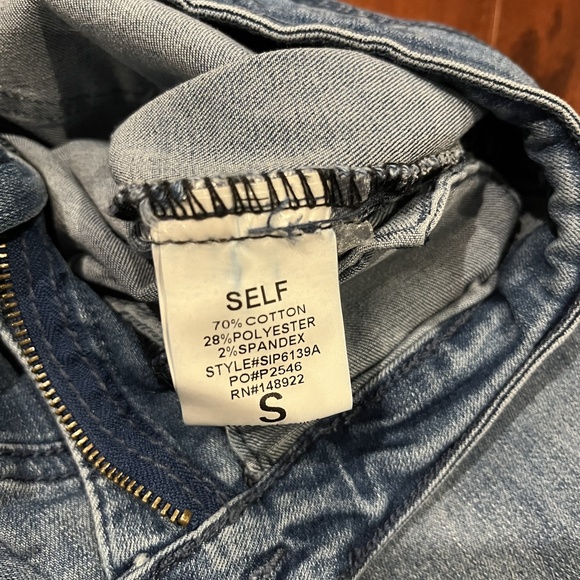 Saints & Hearts Two Tone Ombre Jeans Denim Flare Bell Patchwork Pants 70s Small - Picture 3 of 9